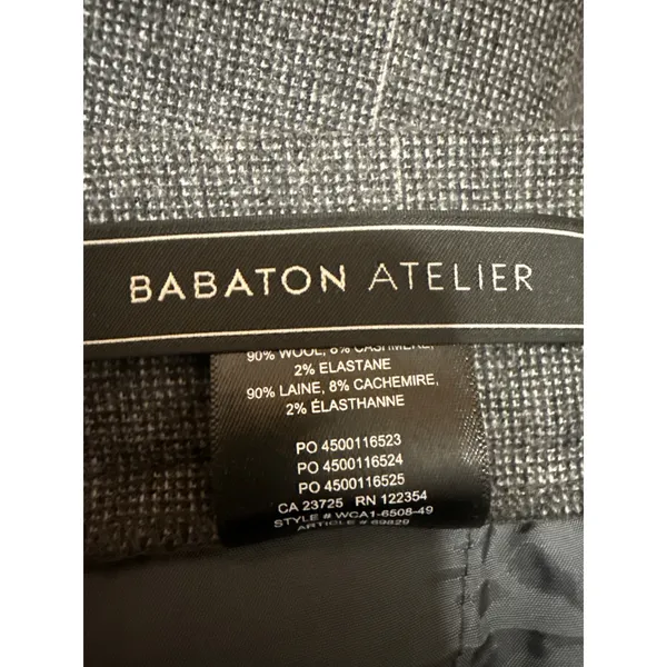 Aritzia Babaton Atelier Gray Wool Plaid High Rise Tapered Trousers Pants Size 2 - Image 6