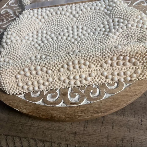 Vintage beaded ivory bag - Image 3