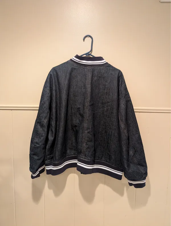 Old Navy Dark Denim Bomber Jacket - Image 8