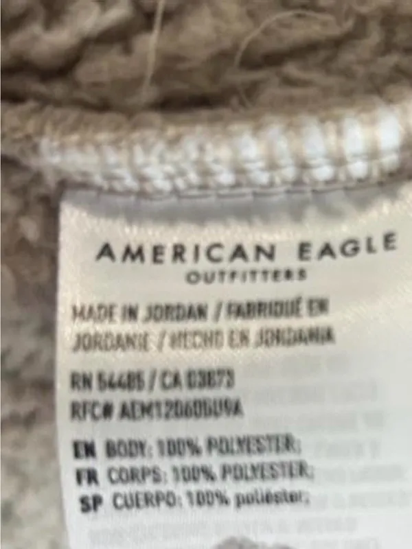 American Eagle Outfitters cream & tan fleece quarter zip pullover - Image 3