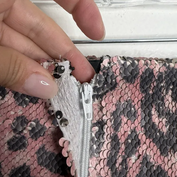 NWT Free People Pink Cheetah‎ Sequin Mini Skirt 2 Edgy Festival Glam Night Out - Image 9