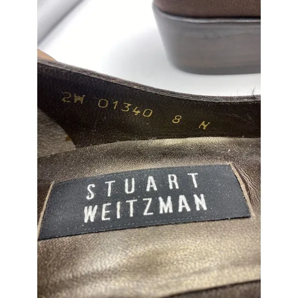 Stewart Weitzman Women's Brown Chunky Block ‎ Heal Flats Square Toe Size 8N - Image 9