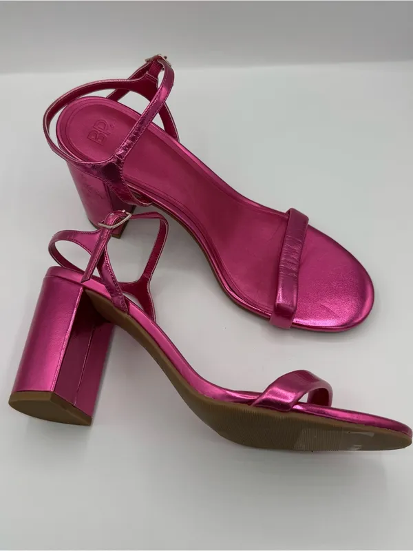Nordstrom BP Metallic Pink Block Heel Sandals size 10 party event prom‎ gala - Image 2