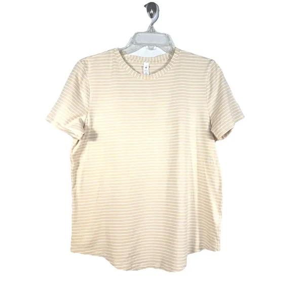 Lululemon Love Crew T-Shirt Prosecco White Striped Pima Cotton Size 8 - Image 2