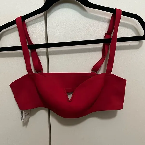 Free‎ People Notched Lily Scuba Bralette - Haute Red, Size Medium - Image 5