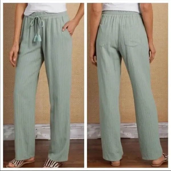 ✨Soft surroundings metallic striped linen blend elastic waist pants✨ - Image 3