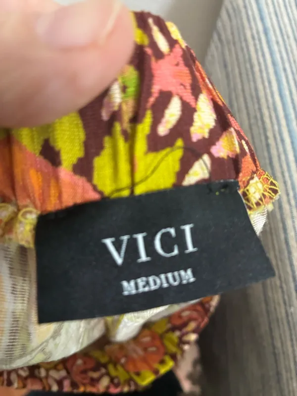 Vici Boho Floral Palazzo Pants in Orange, Olive & Brown M - Image 5