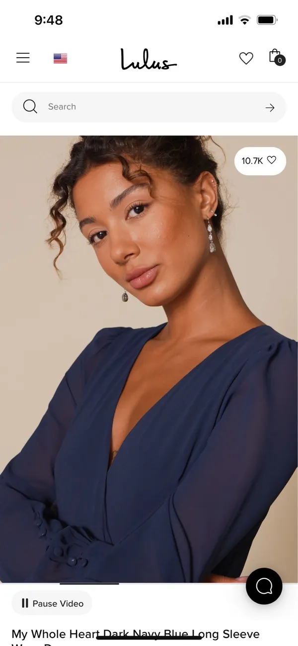 Lulus My Whole Heart Dark Navy Blue Long Sleeve Wrap Dress Size 1X MSRP $99 - Image 3