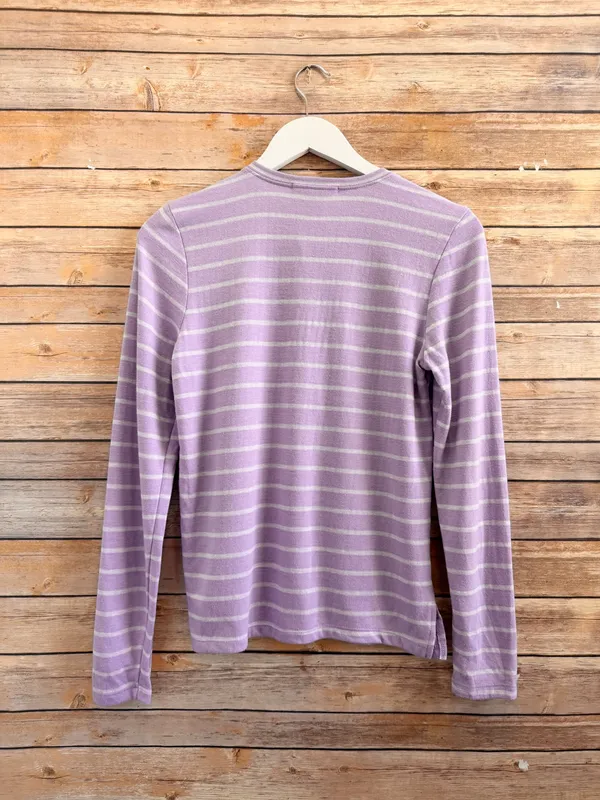 Marine Layer Tee Women’s Size Small Purple Stripe Double Knit Henley NWOT - Image 2
