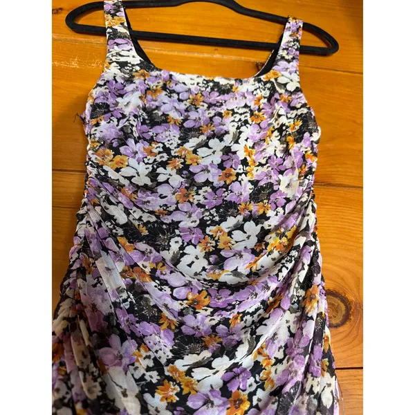 NWT Lulus V.I.P. Treatment Black Floral Mesh Ruched Bodycon Midi Dress Cruise S - Image 4