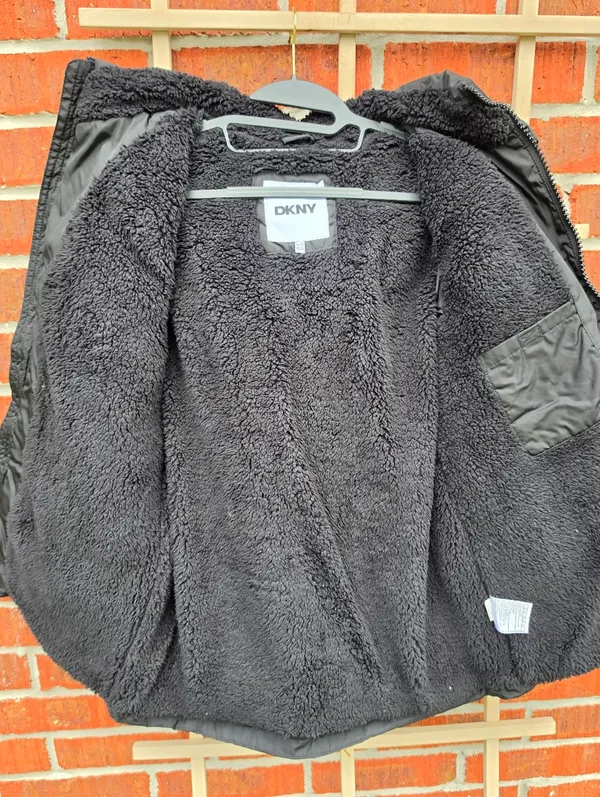 DKNY Puffer Black Sherpa Lined Jacket XL - Image 9