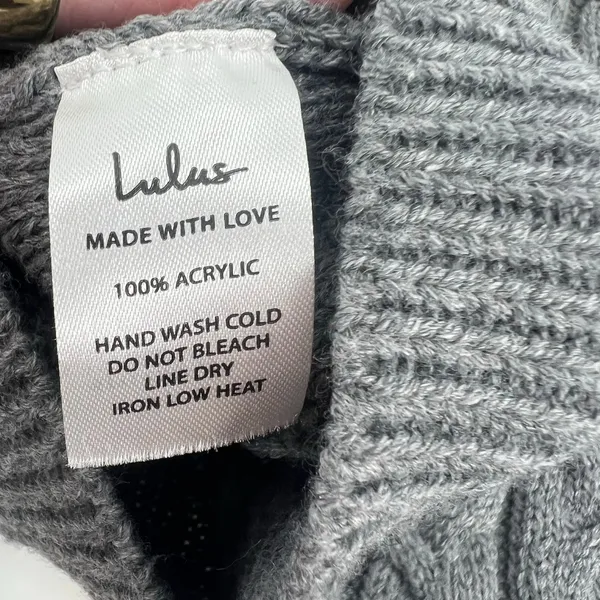 Lulu's gray cable knit chunky winter skirt ribbed pull on stretch neutral medium - Image 6