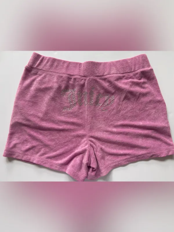 Juicy Couture Dewberry Pink Terry Rhinestone Hoodie Shorts Set NWT L Y2K - Image 7