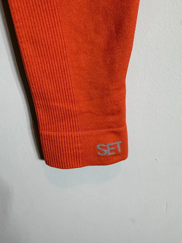 Set Active Sculptflex Seamless Leggings Women's Medium Orange Ribbed Workout Gym - Image 7