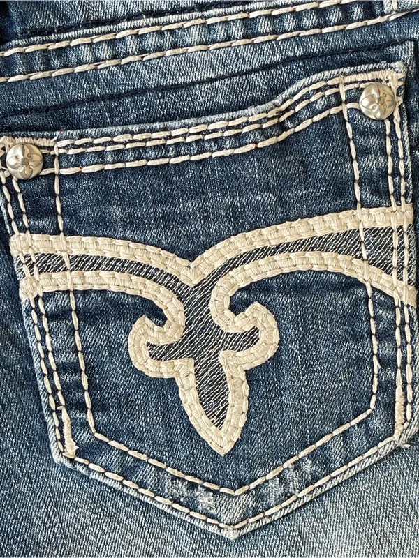 Rock Revival Distressed Blue Denim Cutoff Shorts - Image 6