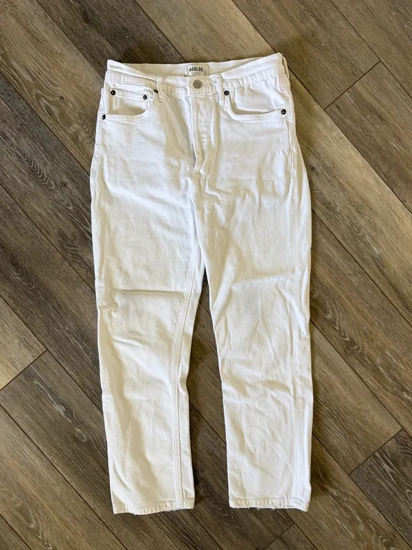 Agolde Riley Cropped White Jeans - Image 4