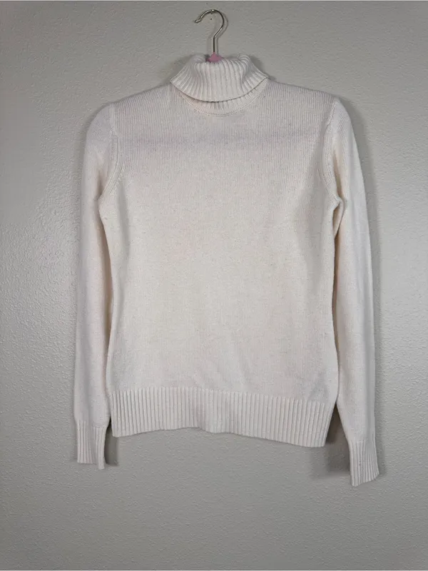 Brooks Brothers Cream Cashmere Blend Turtleneck Sweater Womens S Casual Fall - Image 9