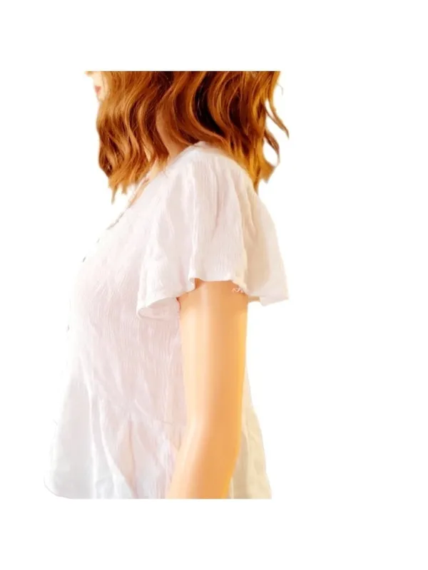 Eyeshadow Crop Top Short Sleeve Button Up Size Medium - Image 3