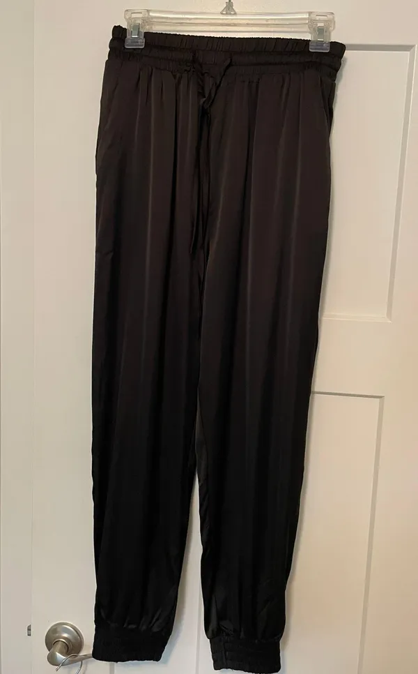 Boutique Satin Joggers Black - Image 2