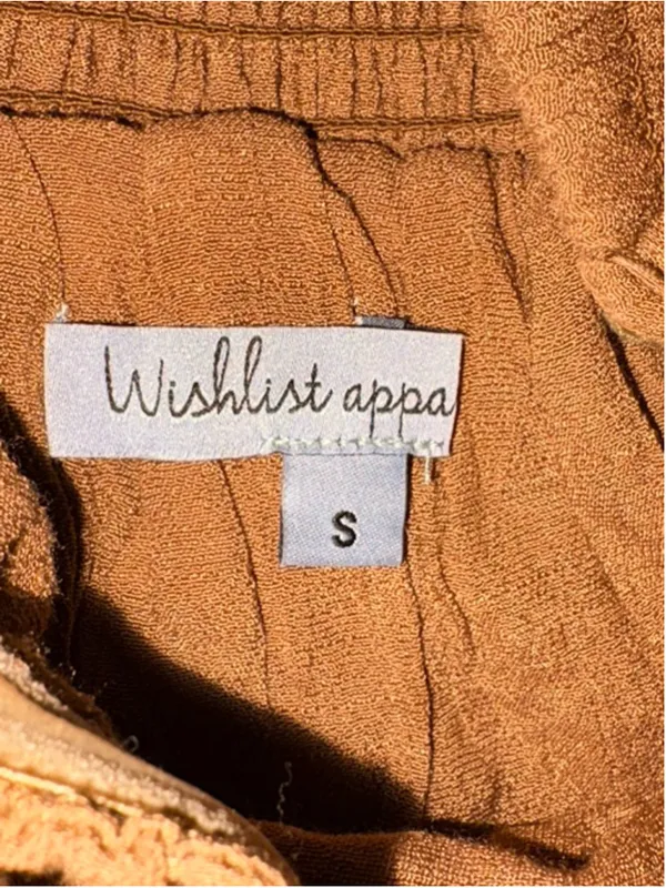 Wishlist Apparel Falling In Love Tie-Front Tiered Camel Maxi Dress Size S - Image 9