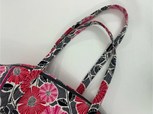 Vera Bradley Large Duffel Bag Cherry Blossoms Retired Pink Red Gray Floral - Image 10