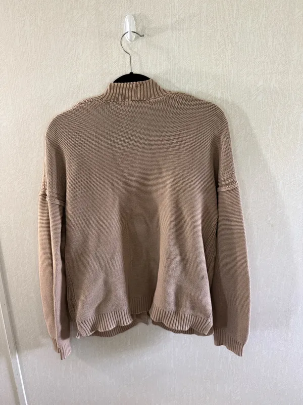 Seven7 Women’s Medium Taupe Beige Open Front Knit Cardigan Sweater - Image 2