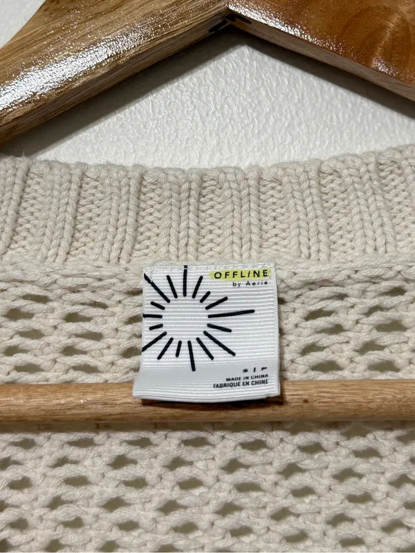 Aerie Crochet Knit Sweater Size Small - Image 3