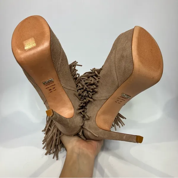 Schutz tan fringe‎ leather platform heels women’s size U.S. 7 party western - Image 6