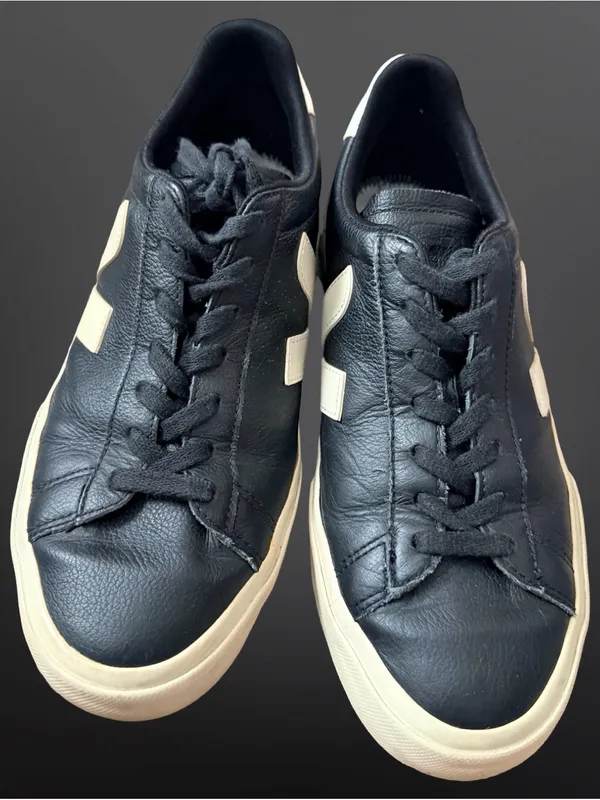 VEJA Campo Black & White Leather Sneakers — Women’s 10 - Image 4