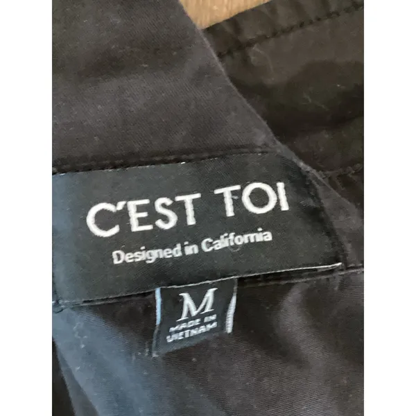C'est Toi Flounce black 3/4 sleeve tiered Button down casual Swing Dress - Image 10