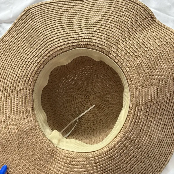 Kentucky Derby Church Tea Party Wide Brim Straw Hat Black Beige Straw‎ Feminine - Image 5