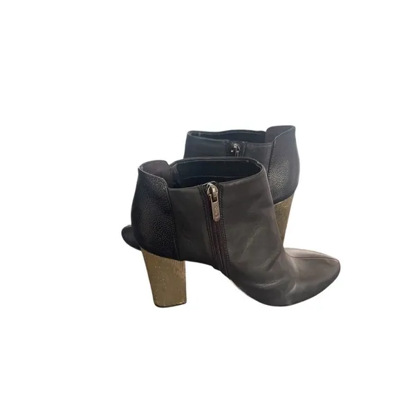 Circus By Sam Edelman Ankle Booties Block Heel Pointed Toe Black/ Gold 8.5M - Image 6