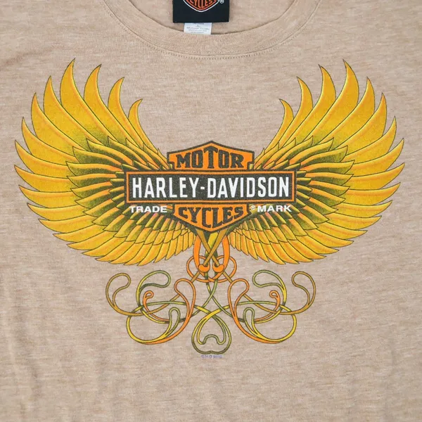Y2K 2010 Harley Davidson Shirt Tan Size L - Image 5