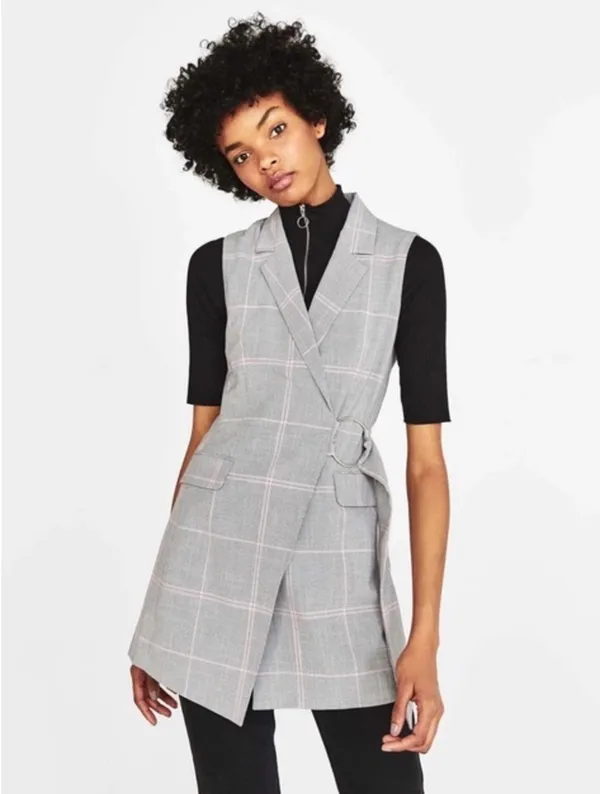 Bershka plaid trench vest - Image 8