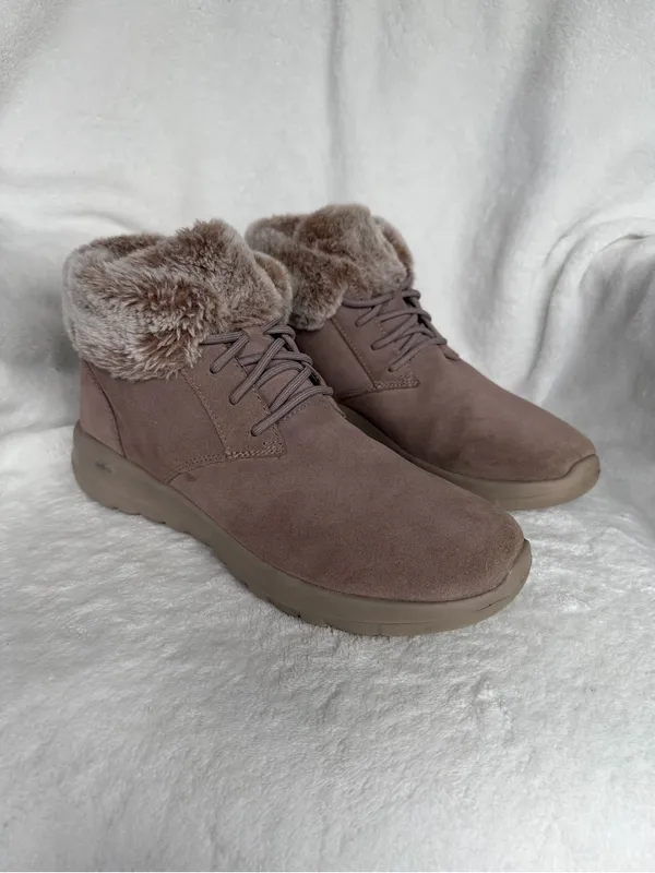 Skechers On-the-Go City 2 Winter Wishes Taupe Suede Ankle Boots 11 - Image 6