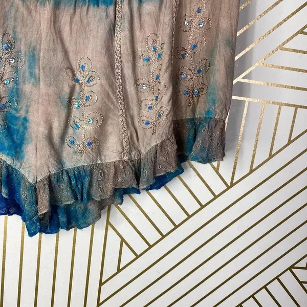 RAGA Sweet Devotion Ruffle Shorts in Blue/Tan Tie Dye Size US‎ Medium - Image 7