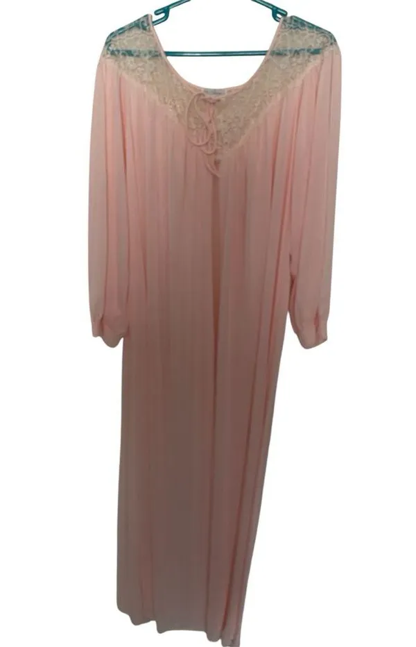 Miss Elaine Pink Sheer Lace Robe - Image 3