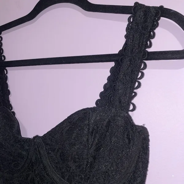 Quiet Storm Corset Top Women Size M Black Lace Y2K Romantic WhimsiGoth - Image 2