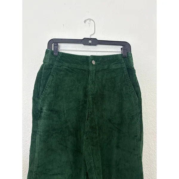 Pact Organic Cotton Corduroy Wide Leg Cropped Pants Size Small Green - Image 5