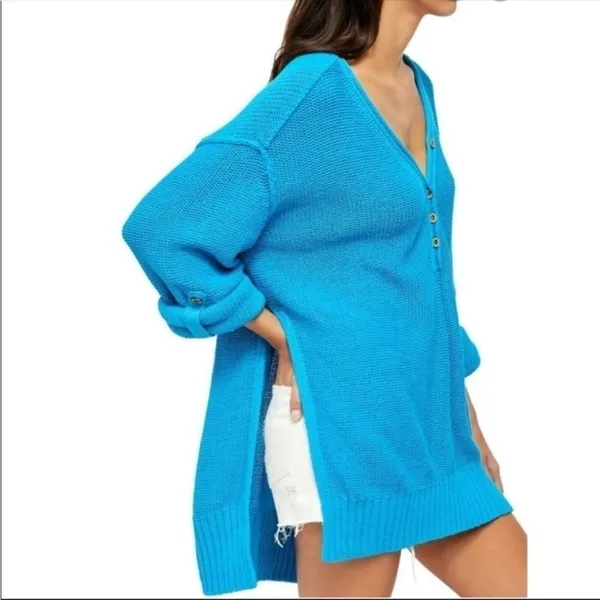 Free People Firefly‎ Tunic Sweater in Blue Size Small - Image 3