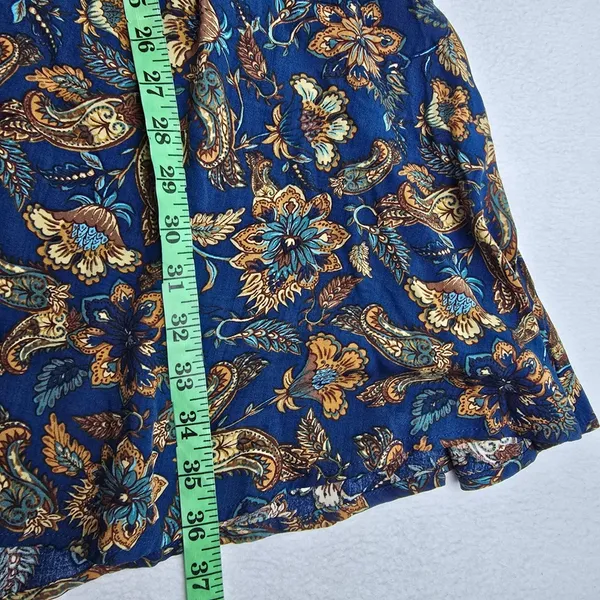 Natural Life Blue Floral‎ Paisley Button Front Mini Dress XL Long Sleeve Boho - Image 8