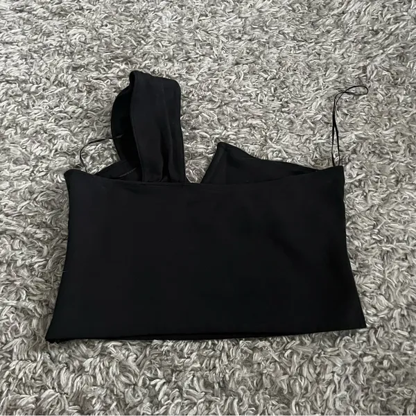 Anthropologie Maeve Structured Asymmetrical Top Size M One Shoulder Black - Image 5