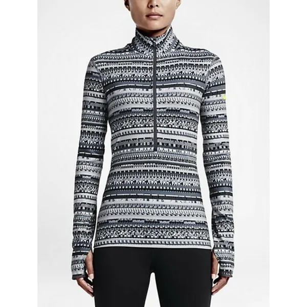 Nike Pro Dri-Fit Women’s Jacket L Half Zip Black Gray Unique Geometric Large - Image 2