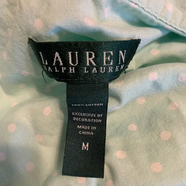 Lauren Ralph Lauren Womens Size Medium Multicolor Polka Dot Button Blouse Top - Image 4