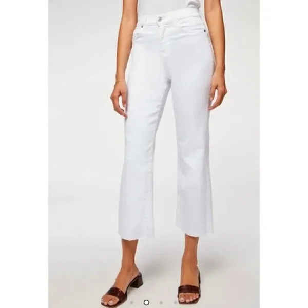 7‎ For All Mankind Cropped Wide Leg White Jeans Size 32 New - Image 11