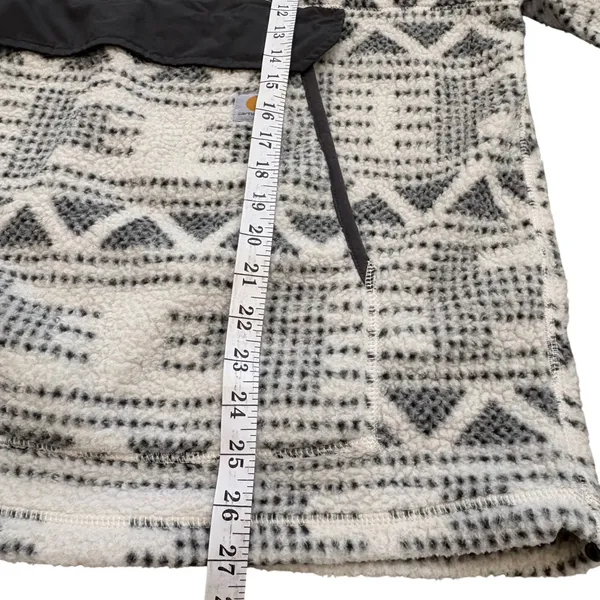Carhartt Sherpa Fleece Pullover Womens XL‎ White Black Geometric Snap Front - Image 7
