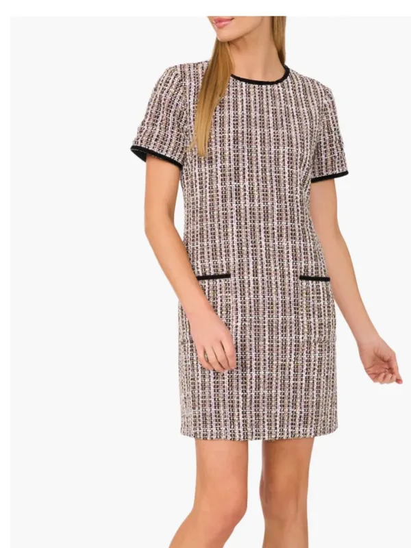 NWT $159 CECE Tweed Shift Dress Time To Shine Rich Black Wool Blend Oversize - Image 2