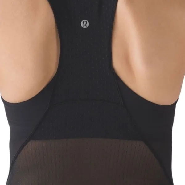 Size 6 Lululemon Body Con Tank Black with Mesh Back - Image 3