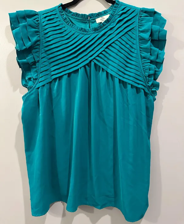 Entro Pleated Ruffle Sleeve Blouse - Image 3