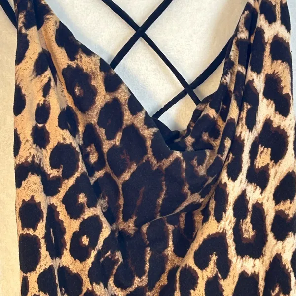 SHEIN Leopard Print‎ Crisscross Back One Piece Bodysuit XS - Image 2